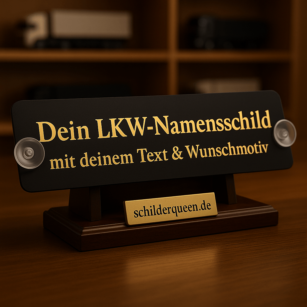 Graviertes Namensschild Für LKW - Maßgeschneidert Als Schauschild Oder Tafelschild