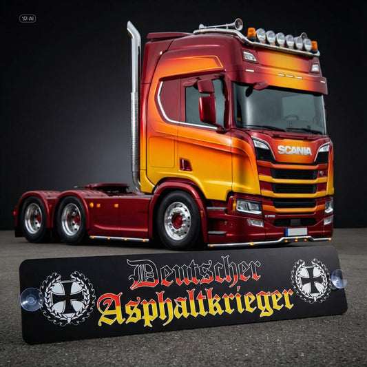 Deutscher Asphaltkrieger 04 - LKW Namensschild mit deinem Wunschmotiv