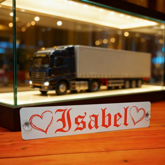 LKW Namensschild mit deinem Namen und Wunschmotiv, gratis Entwurf