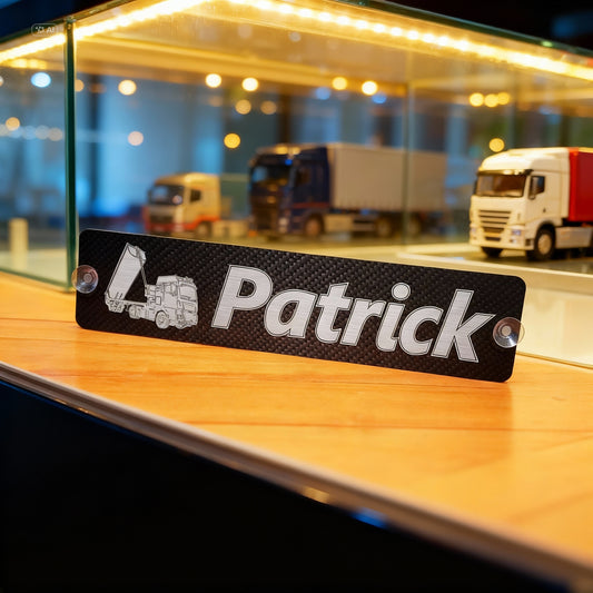 LKW Namensschild mit deinem Namen in Carbon Optik
