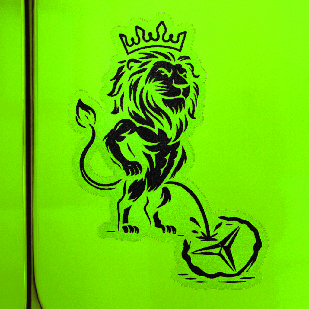 Aufkleber für LKW Fahrer "Löwe pinkelt auf einen Stern" in SCHWARZ