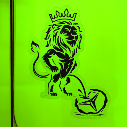 Aufkleber für LKW Fahrer "Löwe pinkelt auf einen Stern" in SCHWARZ