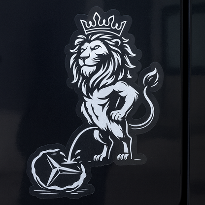 Aufkleber für LKW Fahrer "Löwe pinkelt auf einen Stern" in WEISS