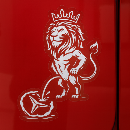 Aufkleber für LKW Fahrer "Löwe pinkelt auf einen Stern" in WEISS