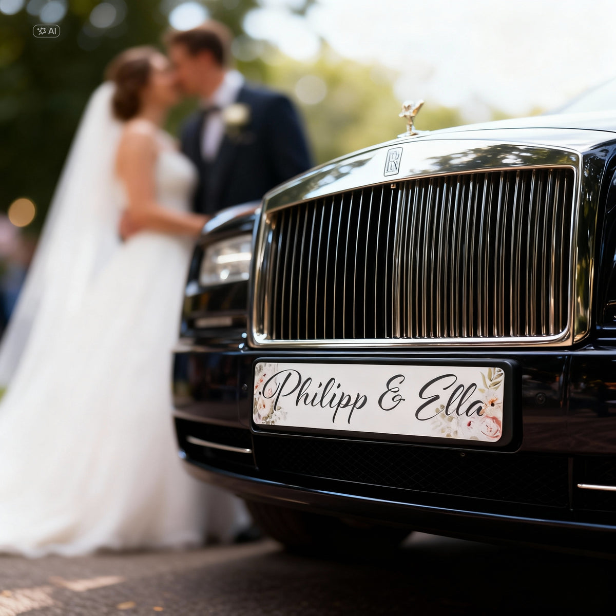 Elegantes Hochzeitskennzeichen für den Hochzeitswagen – SchilderQueen