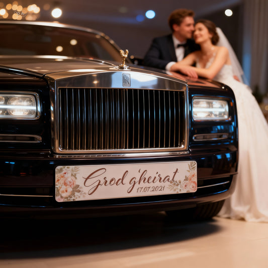 Autokennzeichen für den Hochzeitswagen - 2 Stück, für vorn und hinten