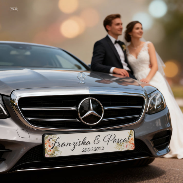Personalisiertes Hochzeitskennzeichen Variante 3 – SchilderQueen