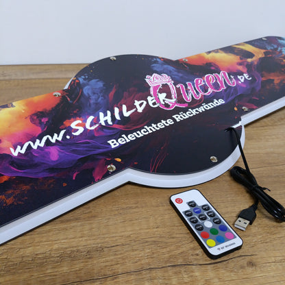 Rückwandschild mit LED Beleuchtung, 93x28 cm, mit deinem Wunschmotiv