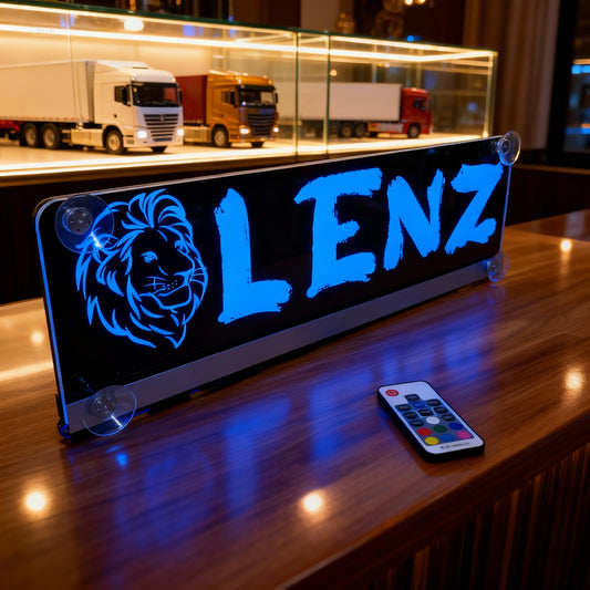 LED Namensschild für LKW mit Saugnapf und mit deinem Wunschmotiv