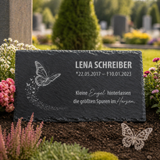Personalisierte Schieferplatte für Grabstätte mit Gravur – 60 × 30 cm