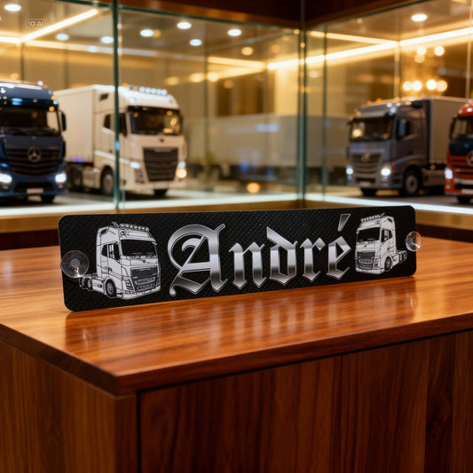 André Carbon Chrom - LKW Namensschild mit deinem Namen