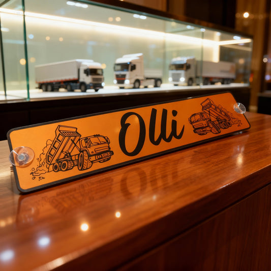 Olli Orange Kipper - LKW Namensschild mit deinem Namen