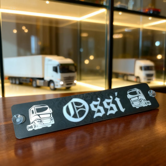 Ossi Gothic Chrom - LKW Namensschild mit deinem Namen