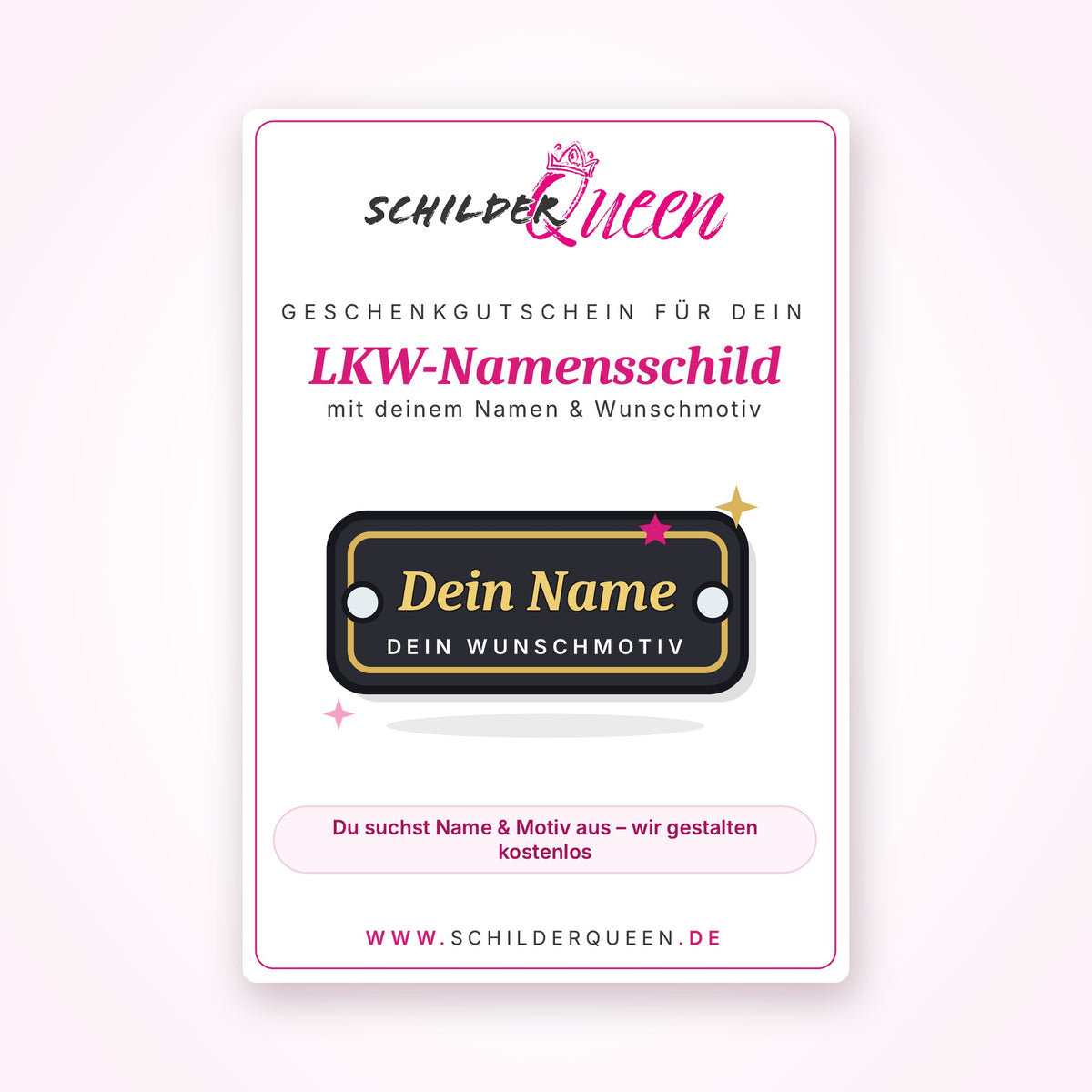 Produktgutschein LKW-Namensschild – Dein Wunschschild verschenken