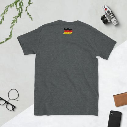 Dieselknecht unisex T-shirt back with German flag design, ideal for diesel engine enthusiasts.