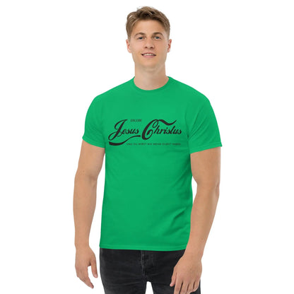 Unisex green T-shirt with "Erlebe Jesus Christus und du wirst nie mehr Durst haben" print, perfect for making a strong faith statement.