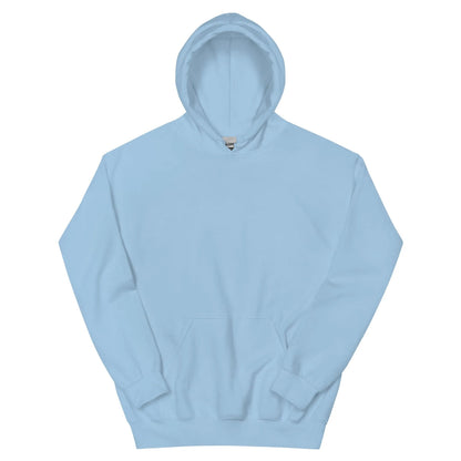 Light blue hoodie featuring Johannes 3,16 in cross form, soft cotton-poly blend for comfort and style.