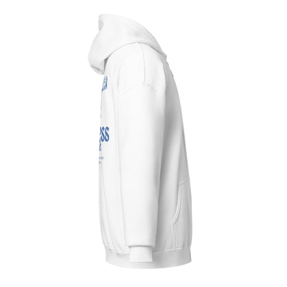 Side view of white Christian Zipper "Endless Faith" hoodie, highlighting stylish design with front pockets and reinforced zipper, perfect Christliches Shirt.