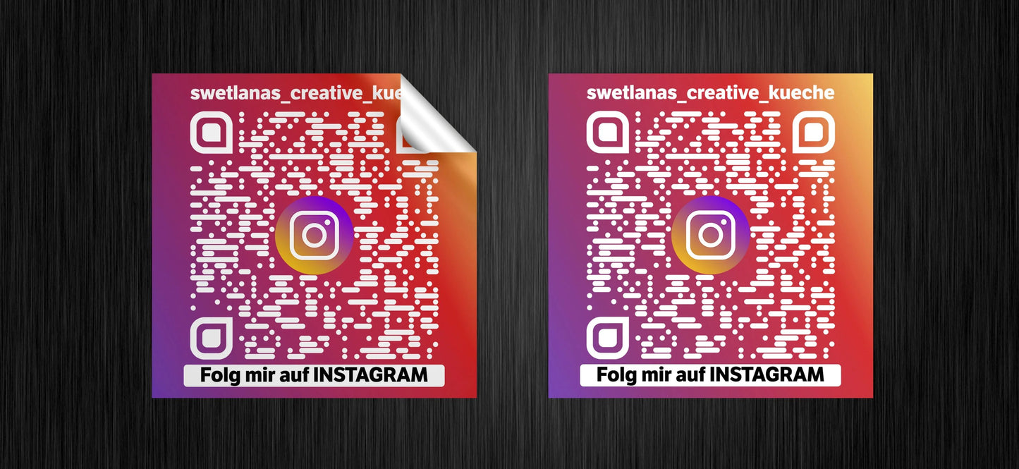 Instagram Aufkleber mit QR Code und Wunschtext - Instagram - 10 Stück –   - Schilder & mehr