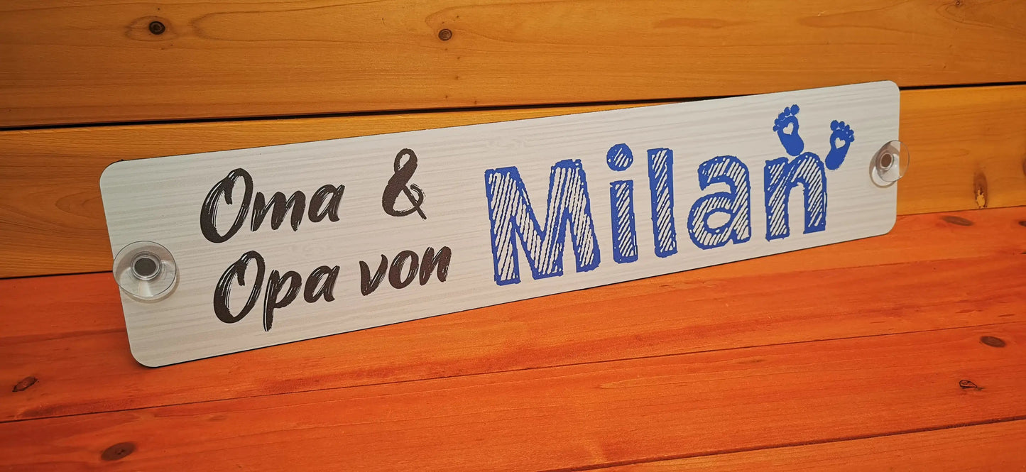 Oma und Opa - Namensschild personalisiert mit Wunschtext und Symbole
