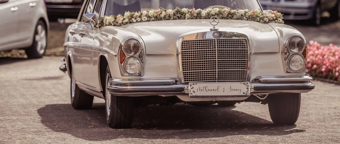 2x Autokennzeichen für den Hochzeitswagen - für vorn und hinten Kostenlose Gestaltung & Versand - Swetlana - Die Schilderqueen ❤️